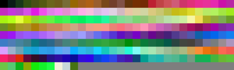 250 randomly generated RGB colors, sorted in CIECAM02 color space