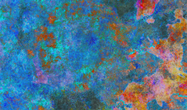 See http://s.earthbound.io/4i for original, print and usage. ~ Software used: 3DS Max (to render Work 00059 perpendicular to the normal of 3D noise terrain), Dynamic Auto-Painter Klimt3 preset, Photoshop, FilterForge. This variant was hue-shifted and further worked up from the base work. ~ A hoity-toity robot talks about this at http://s.earthbound.io/artgib